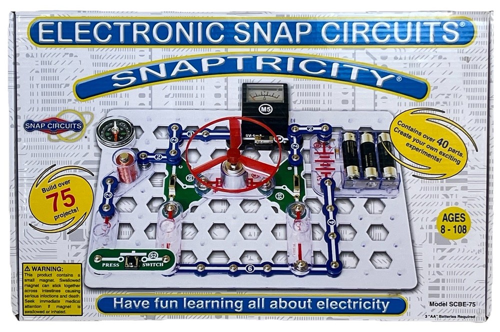*Snaptricity* SNAP CIRCUIT •75 STEM Projects +Many Extra Electronic pcs •ELENCO