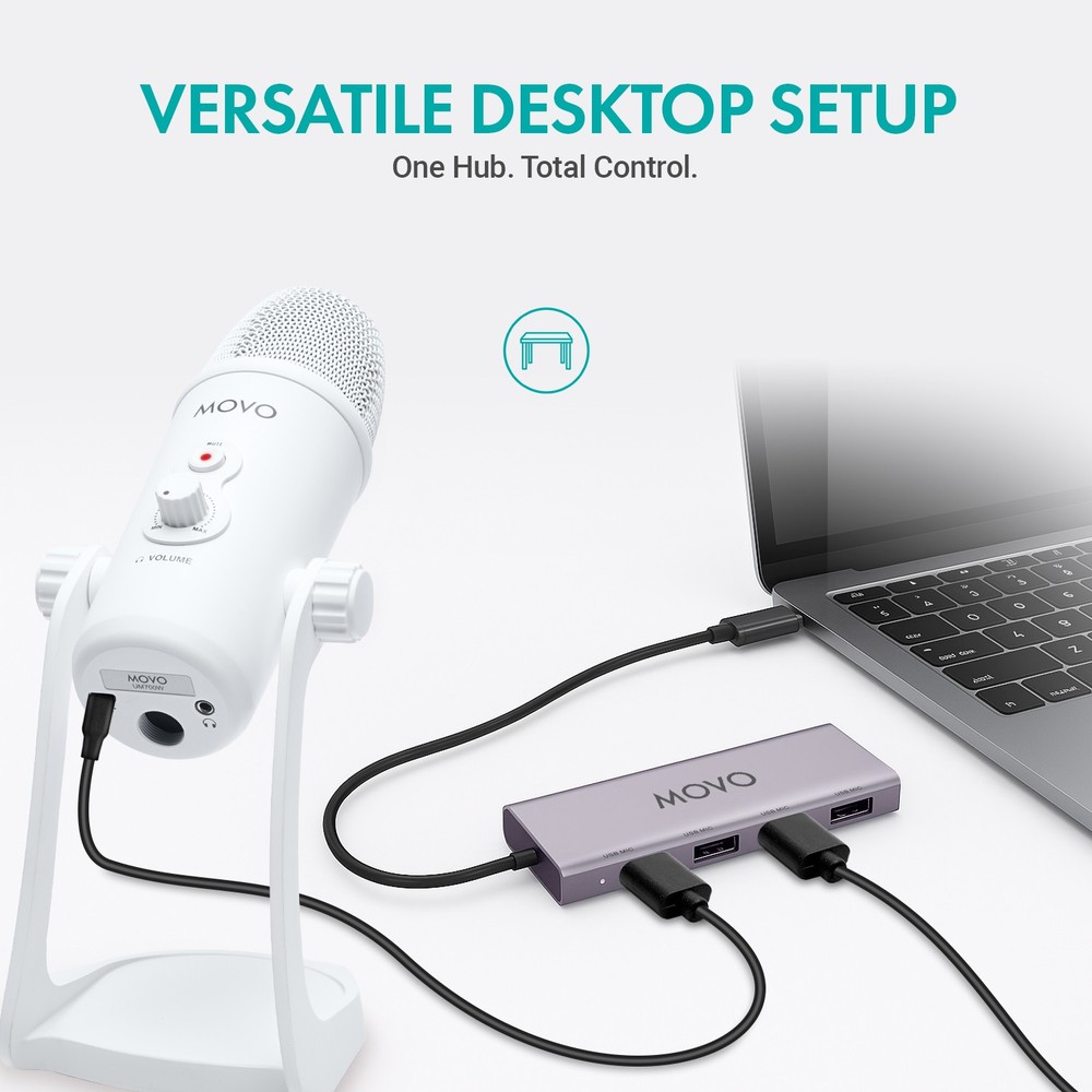 Movo White USB Podcast Equipment Bundle for Two