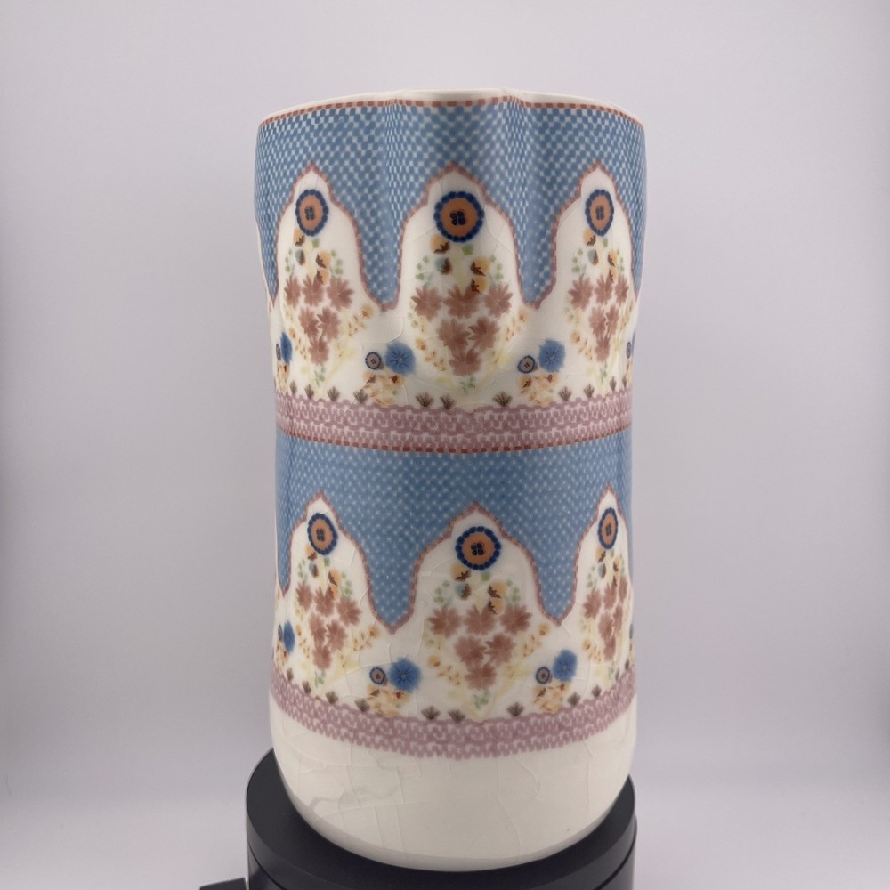 Anthropologie Renata Pitcher Glazed Crackle Stoneware Patterned Jug Retired