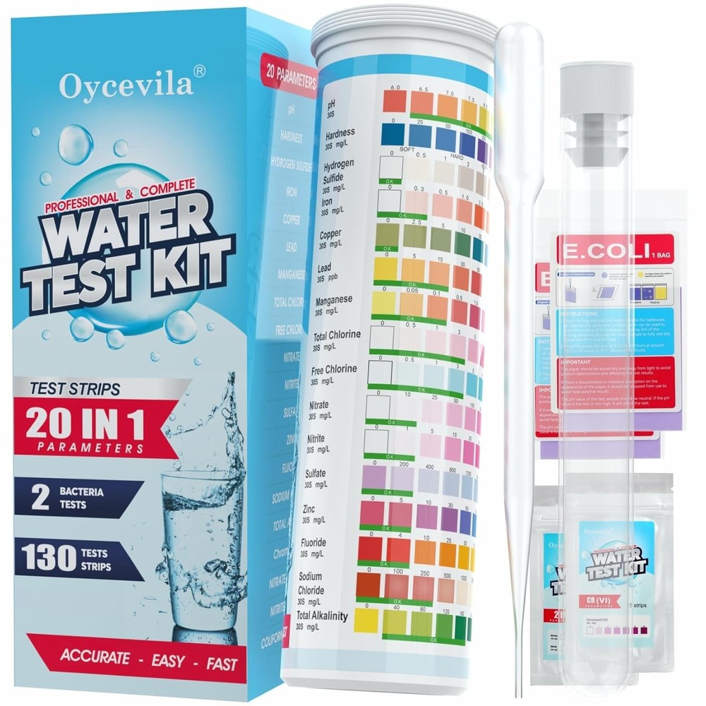 20 in 1 Hard Water Test Kit, Complete 130 Test Strips for Home Testing Incl