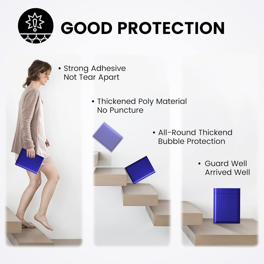100 Pcs Royal Blue Bubble Mailers 6x10