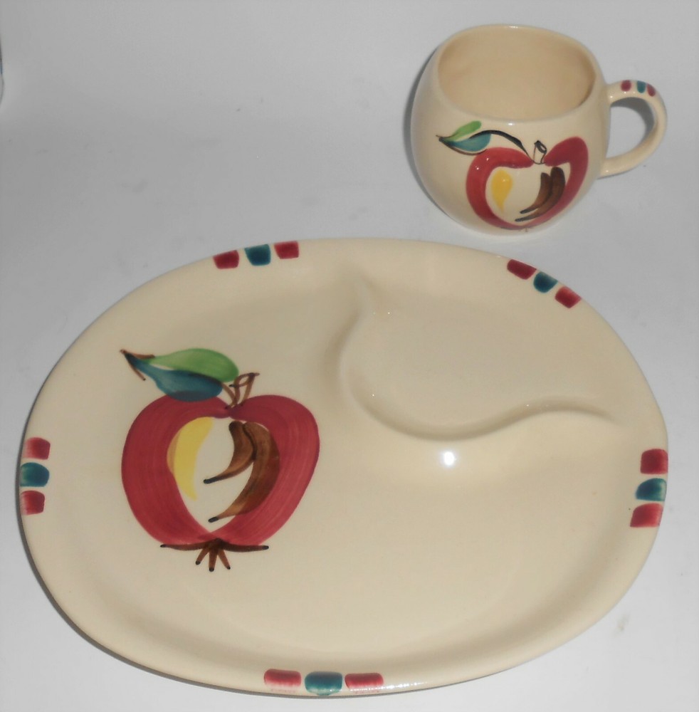 Purinton Pottery Apple Snack Plate w/Cup