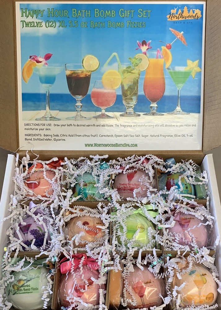 Large Happy Hour 12-pack Bath Bomb Gift Set