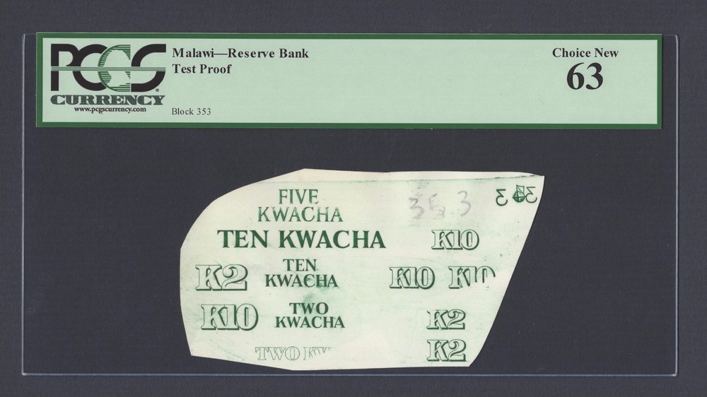 Malawi , Reverse Bank -K2-K5-K10  Vignette Test Proof Uncirculated
