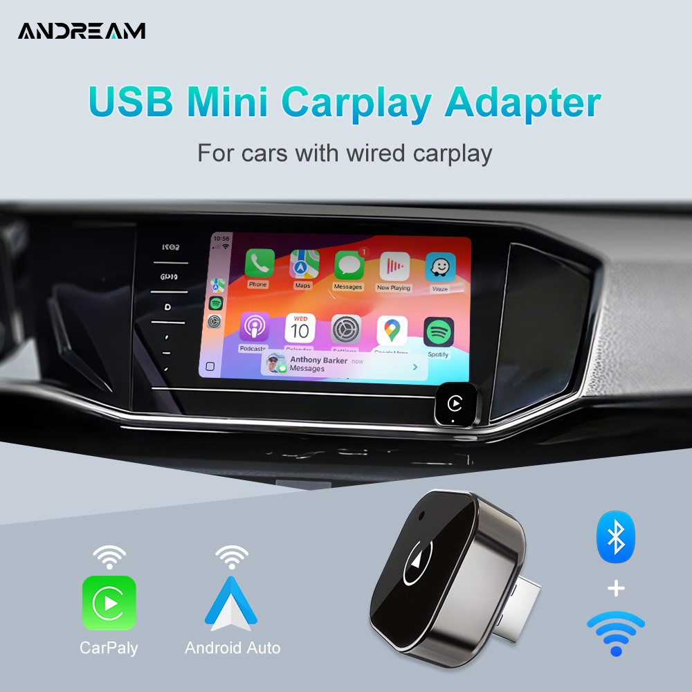 Wireless CarPlay Adapter & Android Auto Dongle, Fast Auto-Connect, Compact Plug