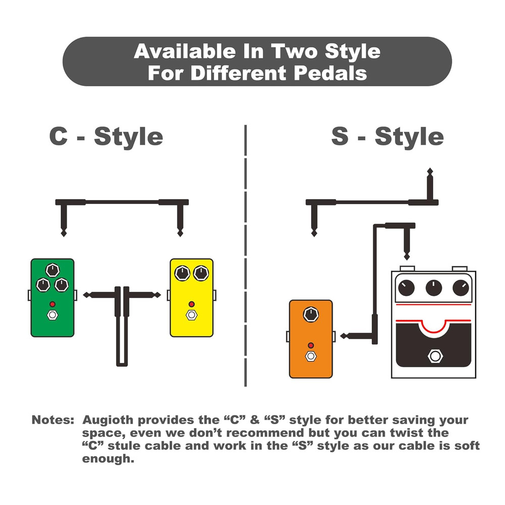 3-Pack 6-Inch Right Angle Guitar Patch Cables for Effect Pedals