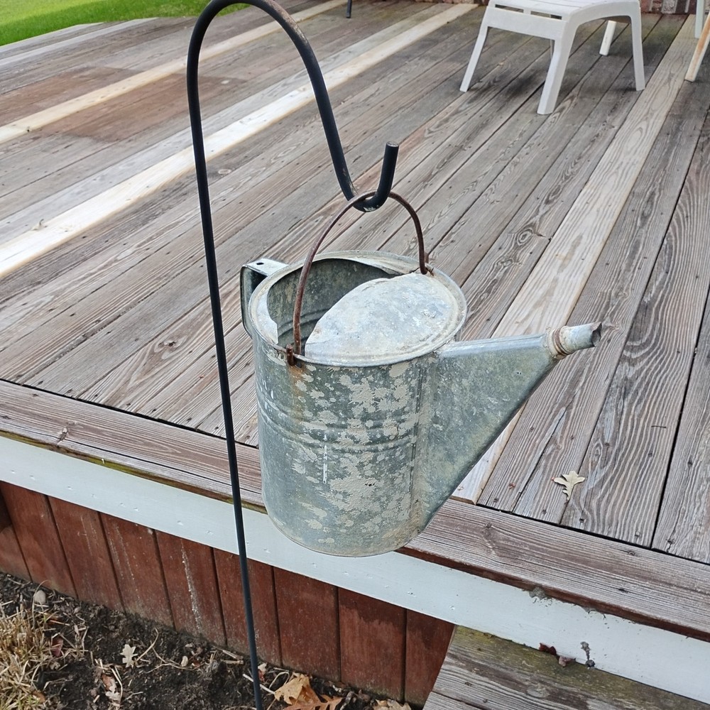 Vintage Rustic Galvanized Metal Watering Can Primitive Barn Find