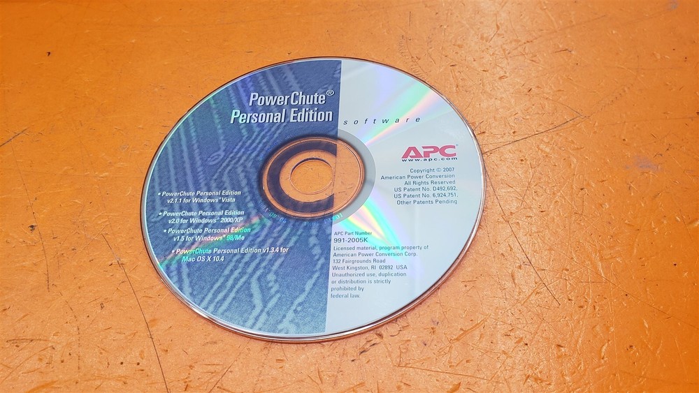 ⭐️⭐️⭐️⭐️⭐️Power Chute Personal Edition Software By APC v2.1.1 991-2005K