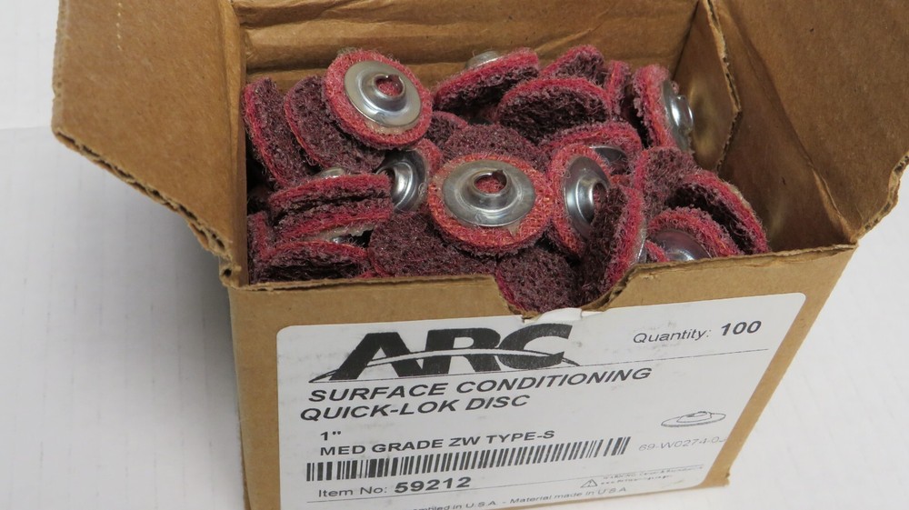 ARC 59212 TYPE S QUICK-LOK ZW 1" SURFACE CONDITIONING DISC,GRADE MED *100 DISCS*
