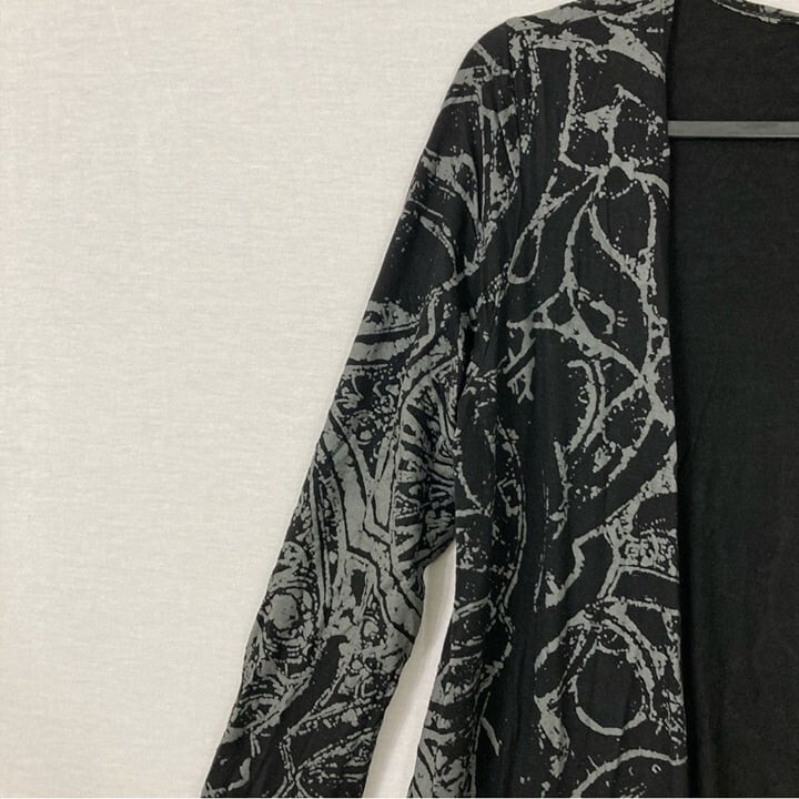 Bryn Walker Black Gray Abstract Print Soft Stretch Long Cardigan size Small