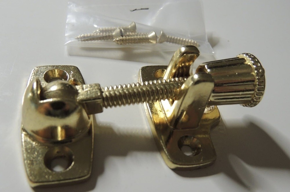Retro Victorian style Brass Gold Shiny Sash window Lock Latch Catch Security