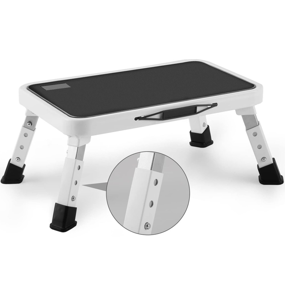 Jocauto Folding Step Stool, Height-Adjustable Step Stool with 15 X 10.2 Non-Slip