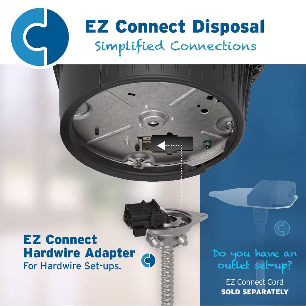 Evolution 1HP, 1 HP Garbage Disposal, EZ Connect Continuous Feed Food Waste Disp
