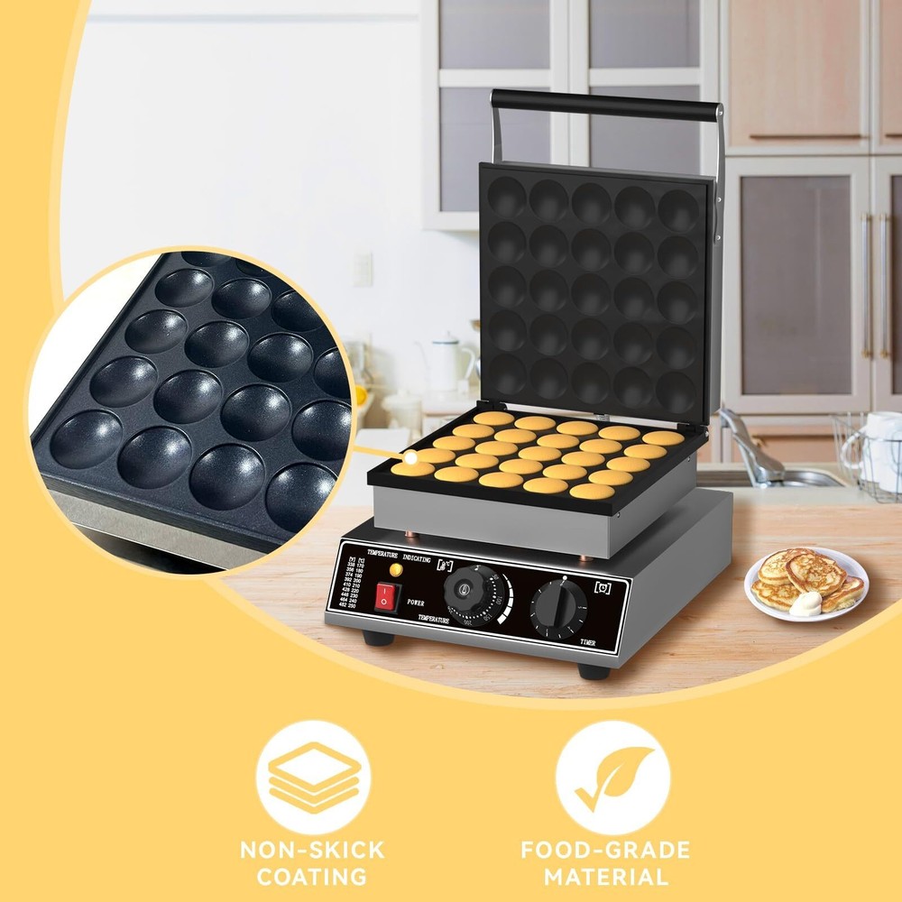 Electric Mini Dutch Pancake Maker Machine for 25PCS Mini Round Pancake Non-stick
