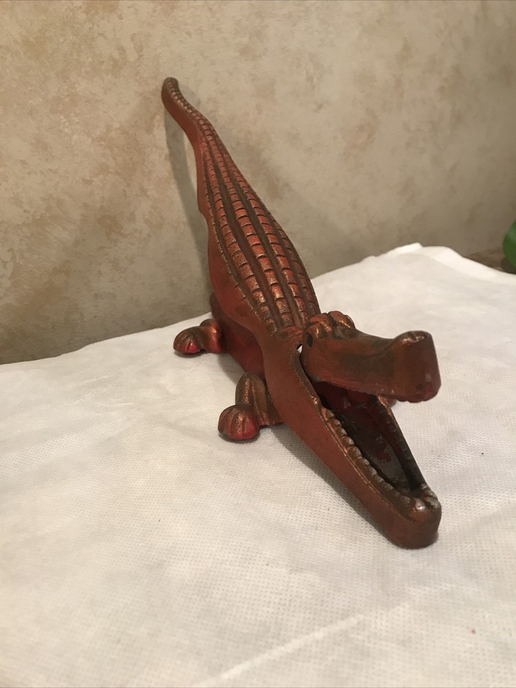 Vintage Red Alligator Cast Iron Nutcracker 13”