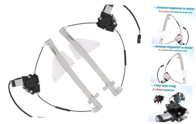 Rear Left Driver & Right Passenger Side Power Window Regulator with Motor