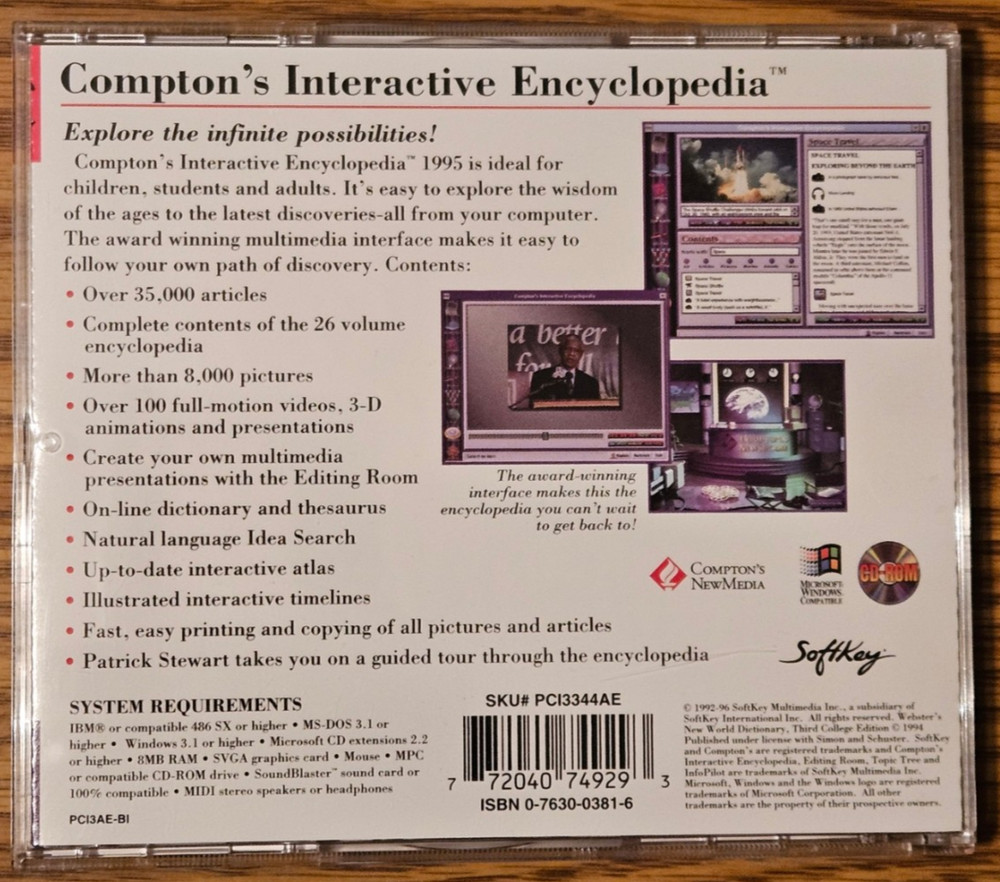 Compton's Interactive Encyclopedia 1995 Edition CD-ROM - DOS 3.1/Windows 3.1