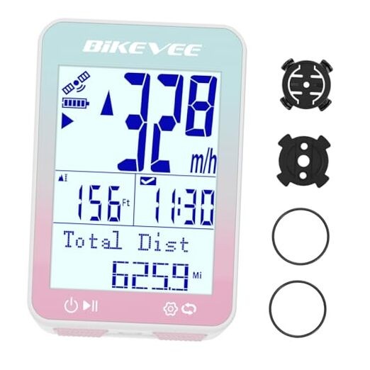 GPS Speedometer & Odometer - Wireless Bike Computer, Pink-A【Standard Mount】