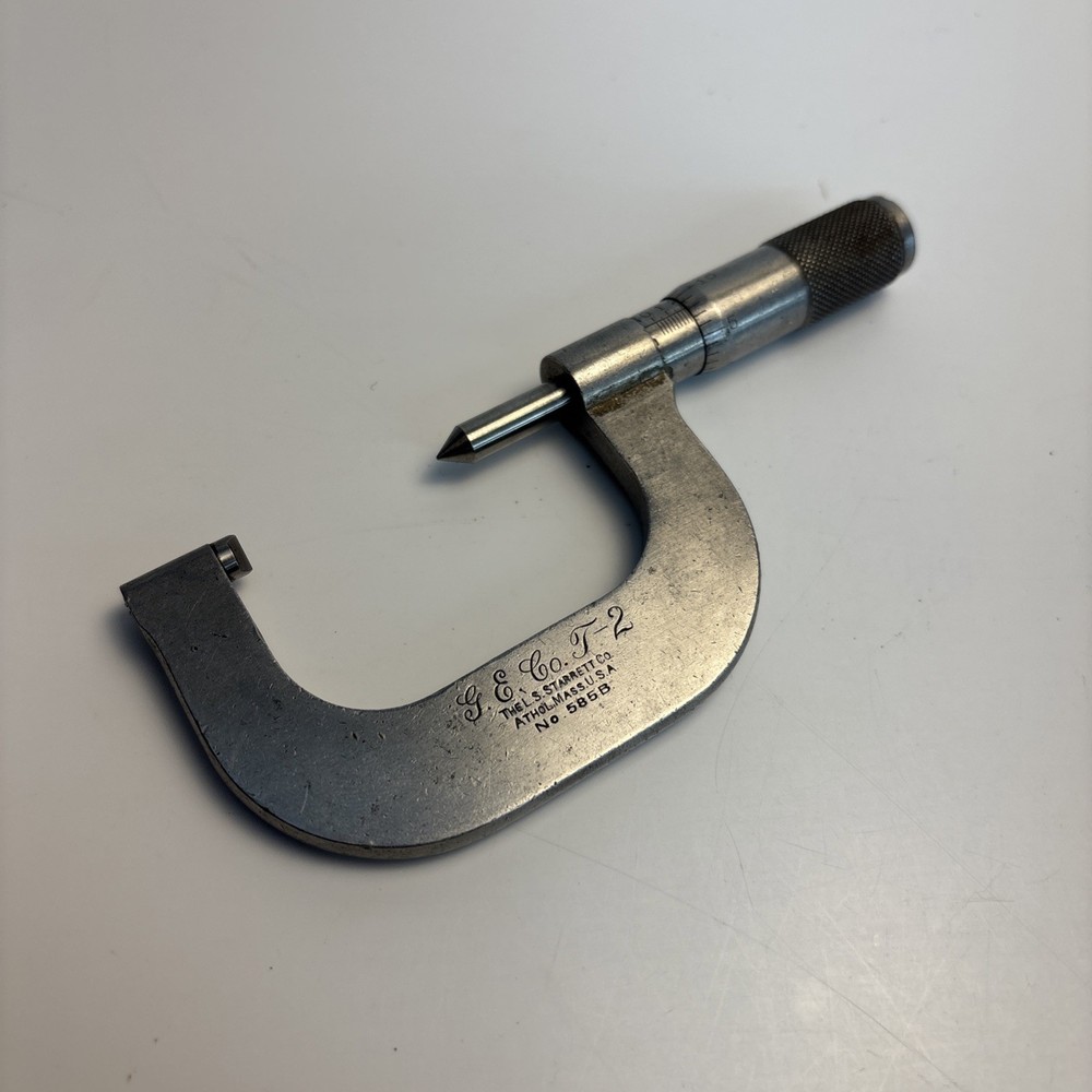 Vintage Starrett 585B V Anvil Micrometer Pointed Spindle USA