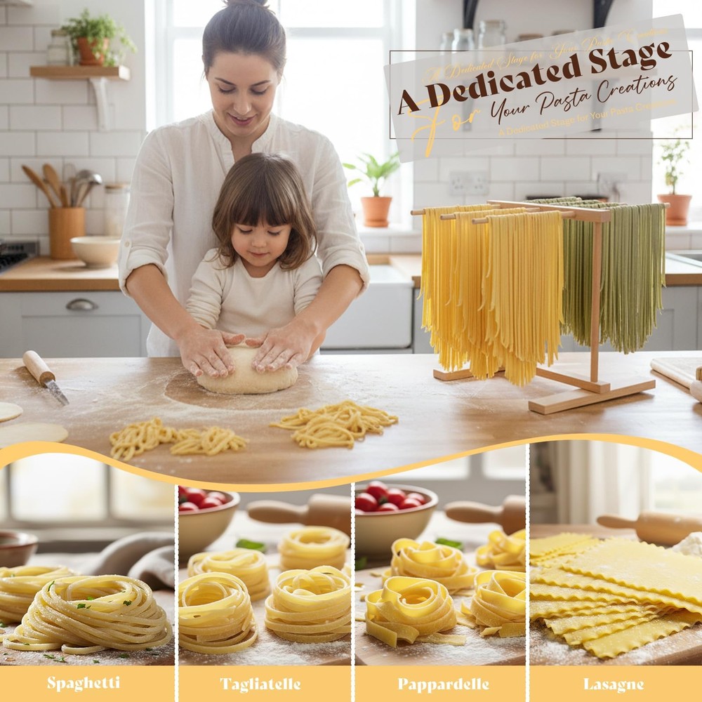 Pasta Making Tools, 9 PCS Wood Kit with Large, 9