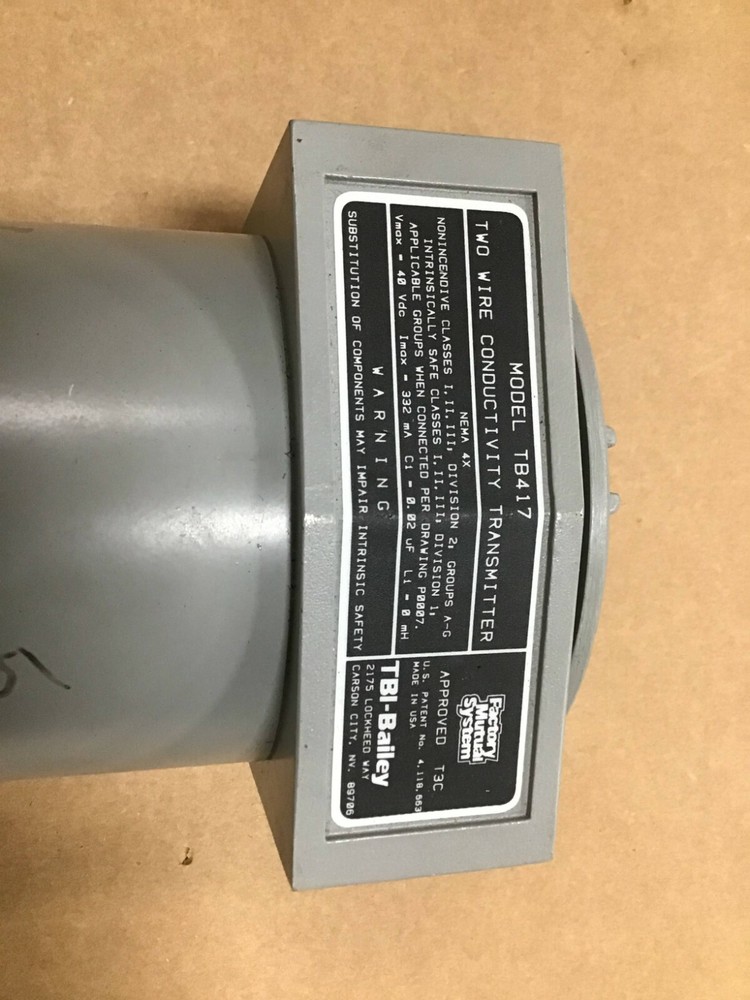 NEW TBI Bailey Model TB417 Two Wire Conductivity Transmitter