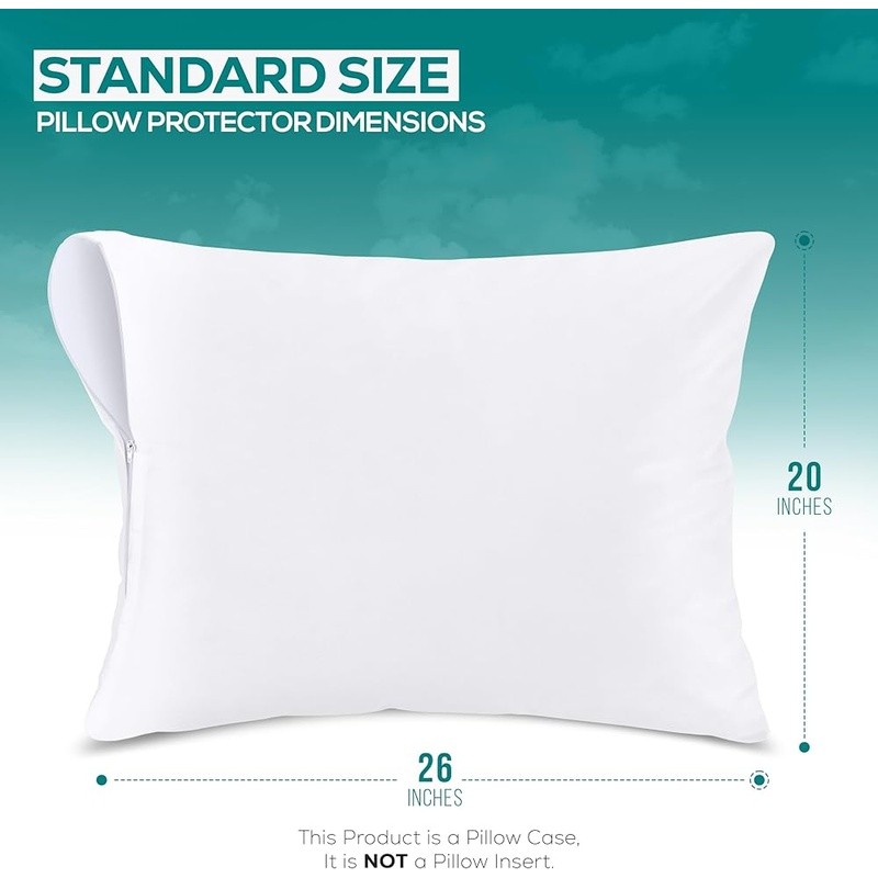 Waterproof Pillow Protectors Bed Bug Proof Polyester Zippered Covers Easy Care