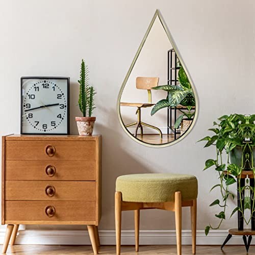 Wall Mirror Decorative Mirrors Mounted Decor Tear Drop Shape Wall-Mounted Gold