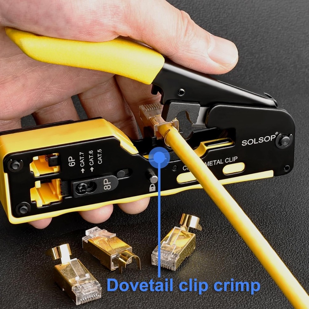 Ethernet Crimp Tool RJ45 Cat6 Cat7 Wire Stripper Cutter Kit Network Data Cable