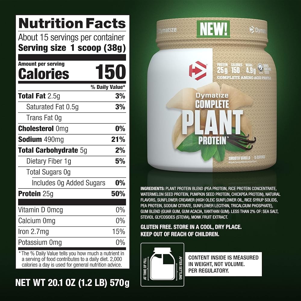 Vegan Plant Protein, Smooth Vanilla, Protein, BCAAs, plete