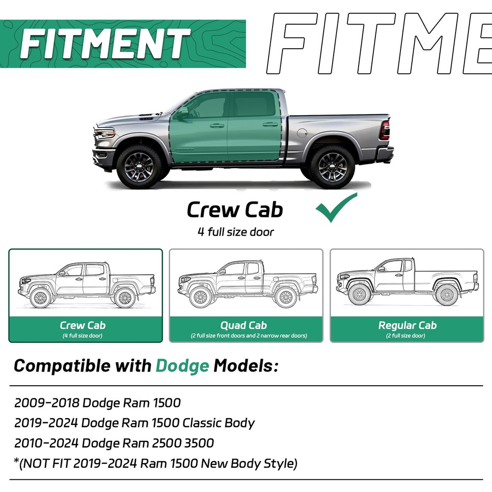 Running Board Side Step Bars Nerf Bars For 2009-2018 Dodge Ram 1500 Crew Cab