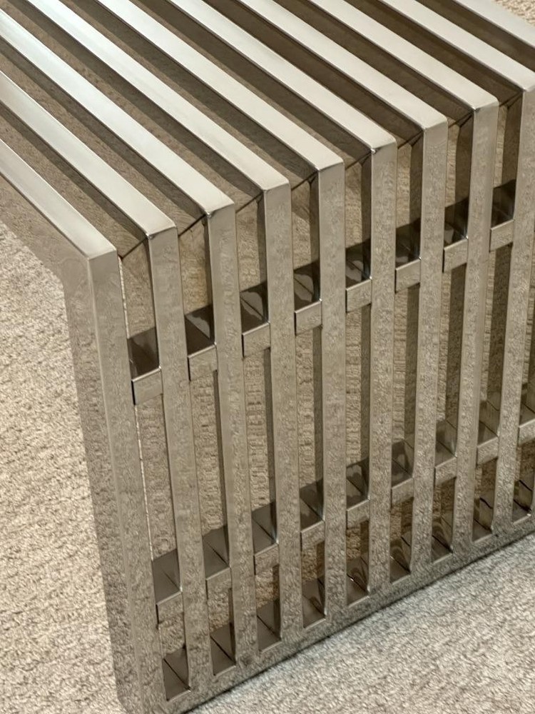 Mid-Century Modern Chrome Slatted Bench