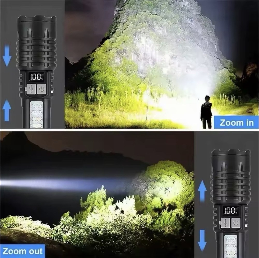 1000000 Lumens Super-Bright LED Tactical Flashlight Rechargeable COB Work Light