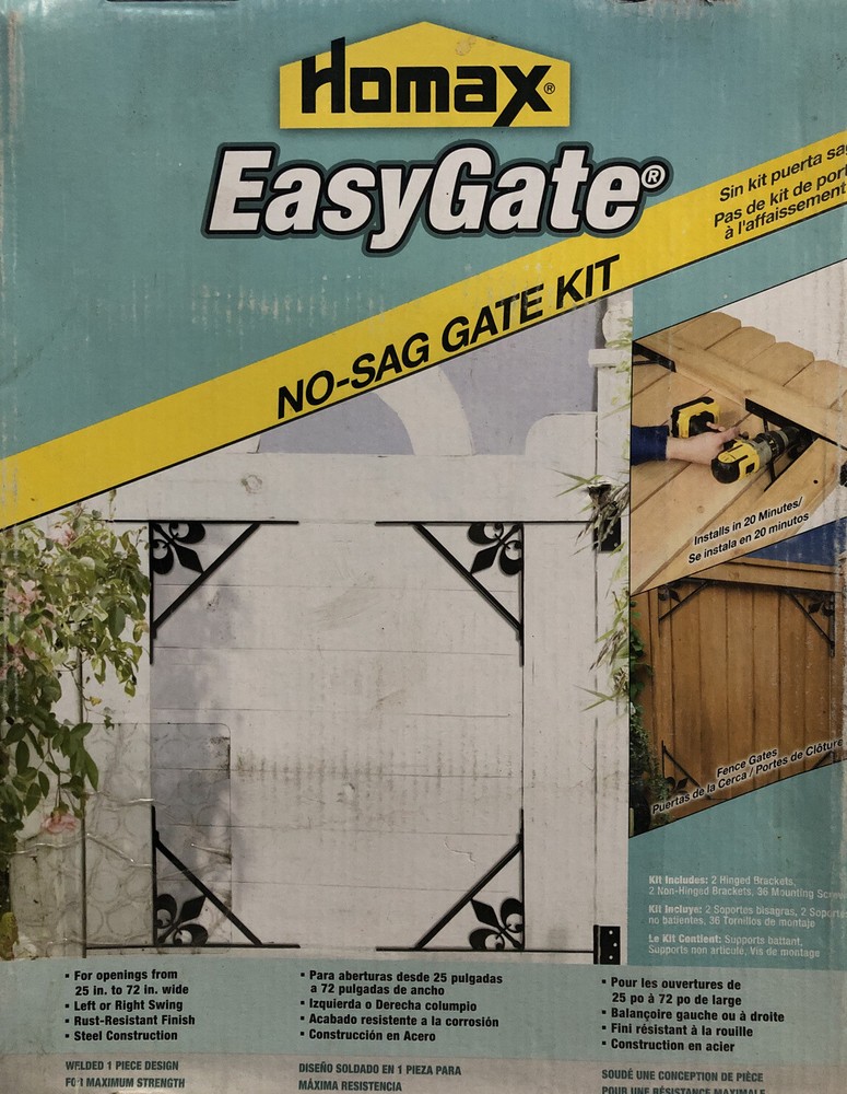 Homax 80098 Easy Gate Steel Construction No-Sag Bracket Kit for Doors / Gates