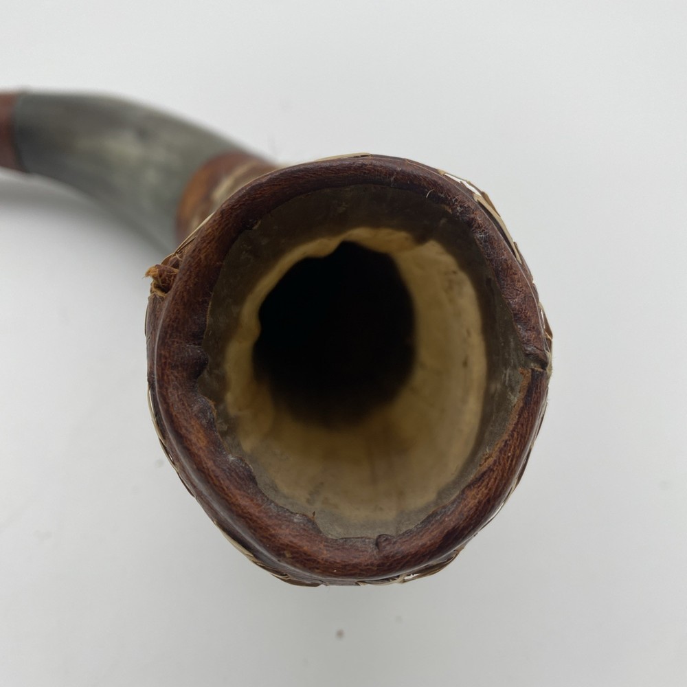 Vintage Powder Horn Muzzleloader with Leather Straps Hand Crafted