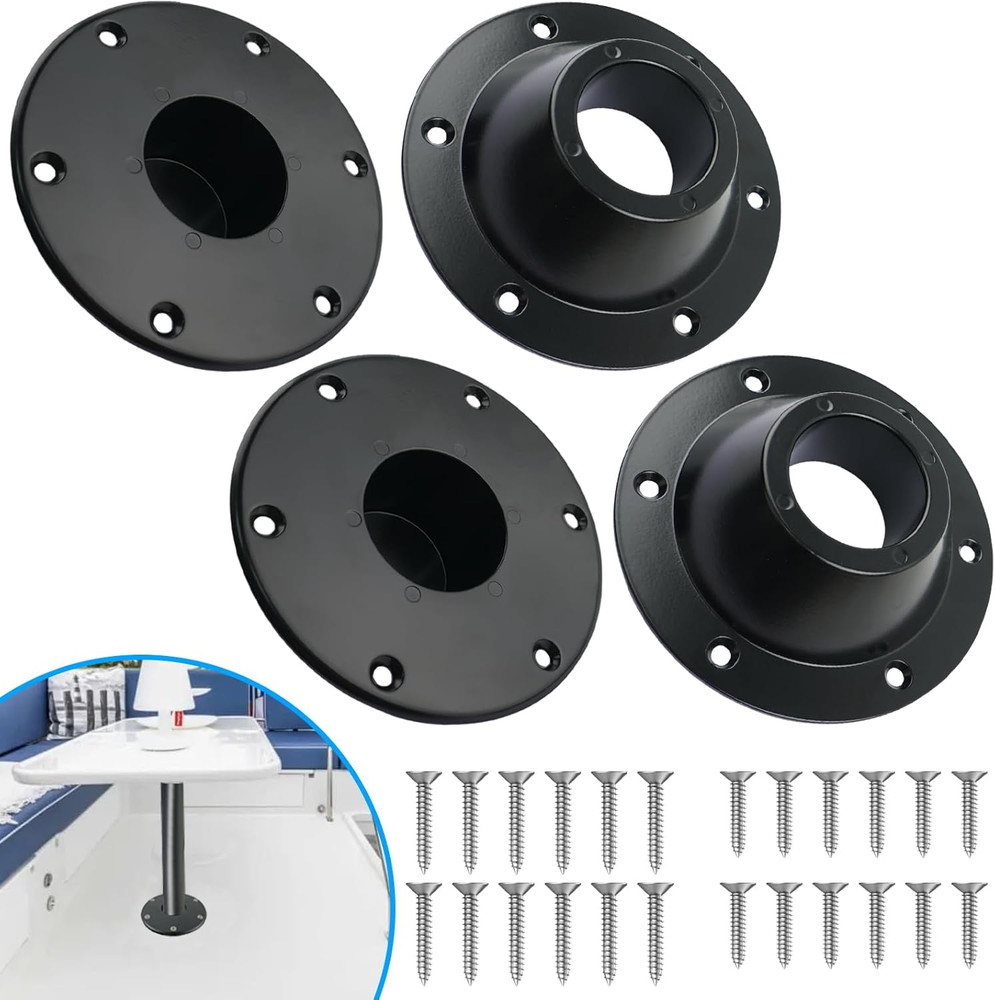 4 Pack RV Table Base Mount Aluminum Camper Table Base Mount with 6 Mounting Hole