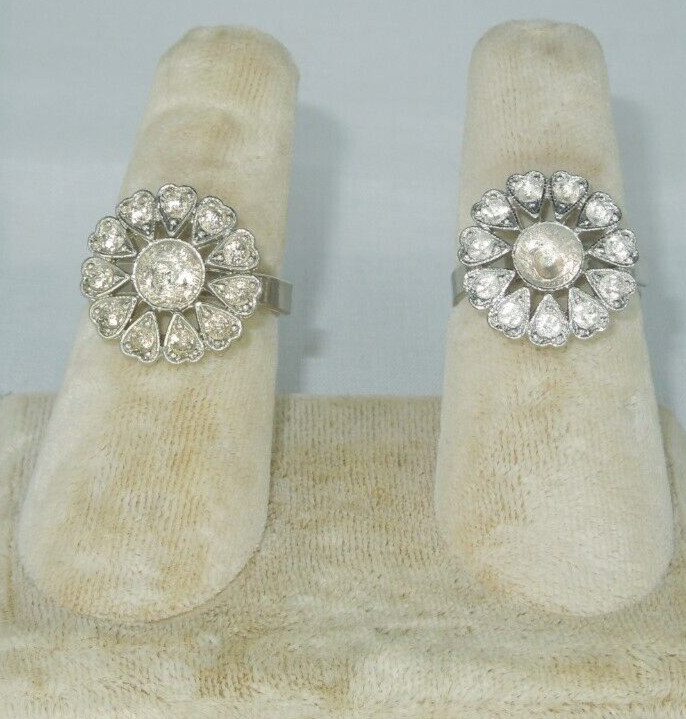 2 Ring Blanks Settings Cabochon Adjustable silver Plated Brass NEW 85O