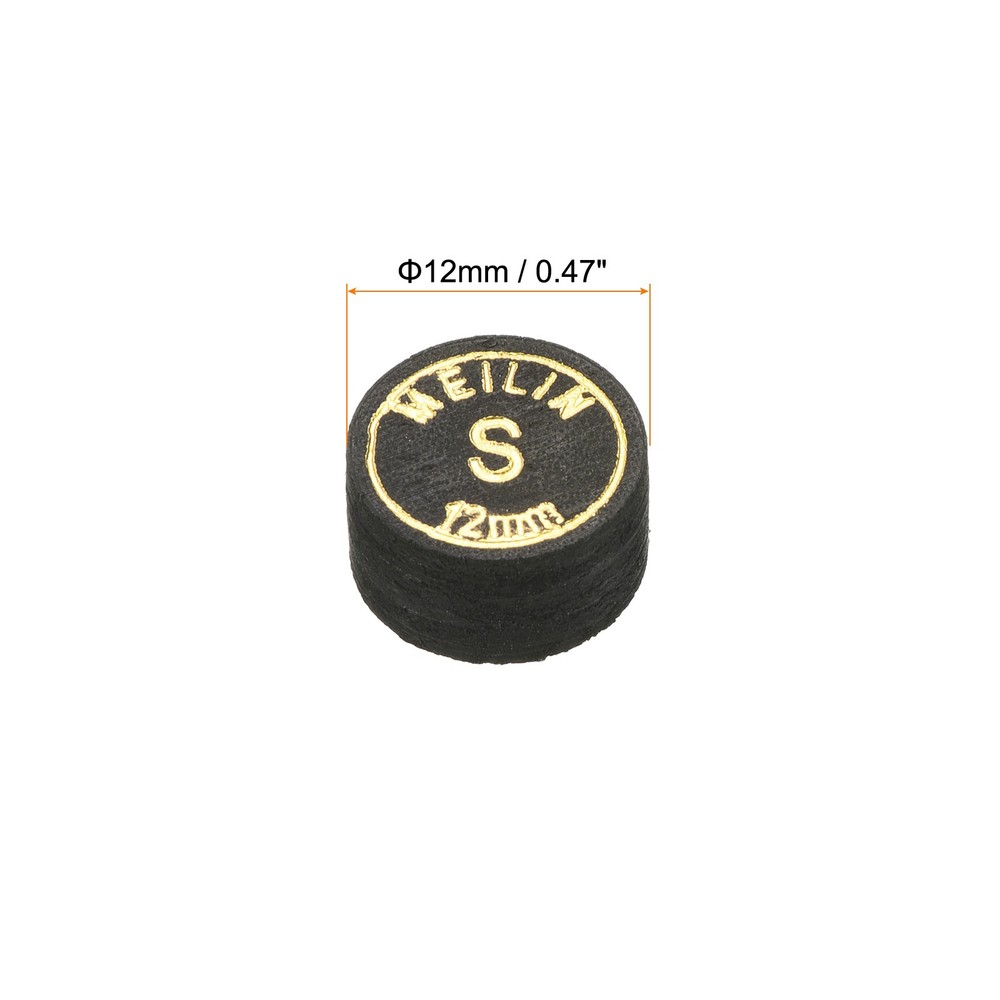 2Pcs 12mm Pool Cue Tips Soft Laminated Glue-on Billiard Stick Tips, Black