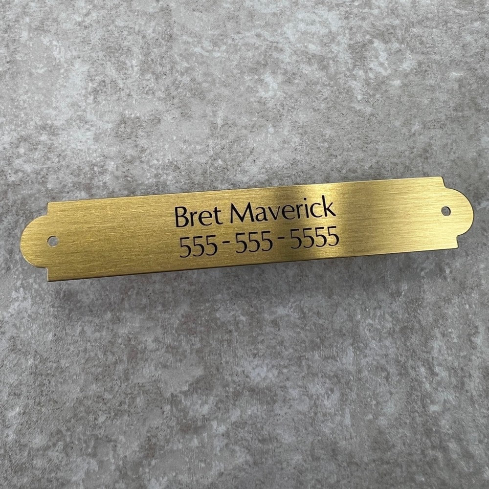 Custom Engraved Tags Personalized NAME PLATE Stained BRUSHED BRASS EXTRA LARGE