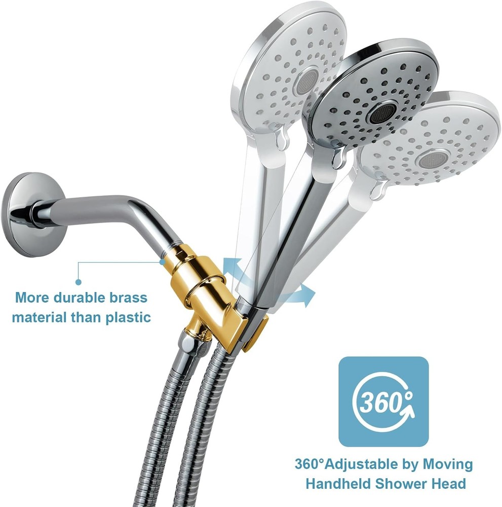 OFFO Shower Head Holder All Metal for Handheld Head, Adjustable Chrome