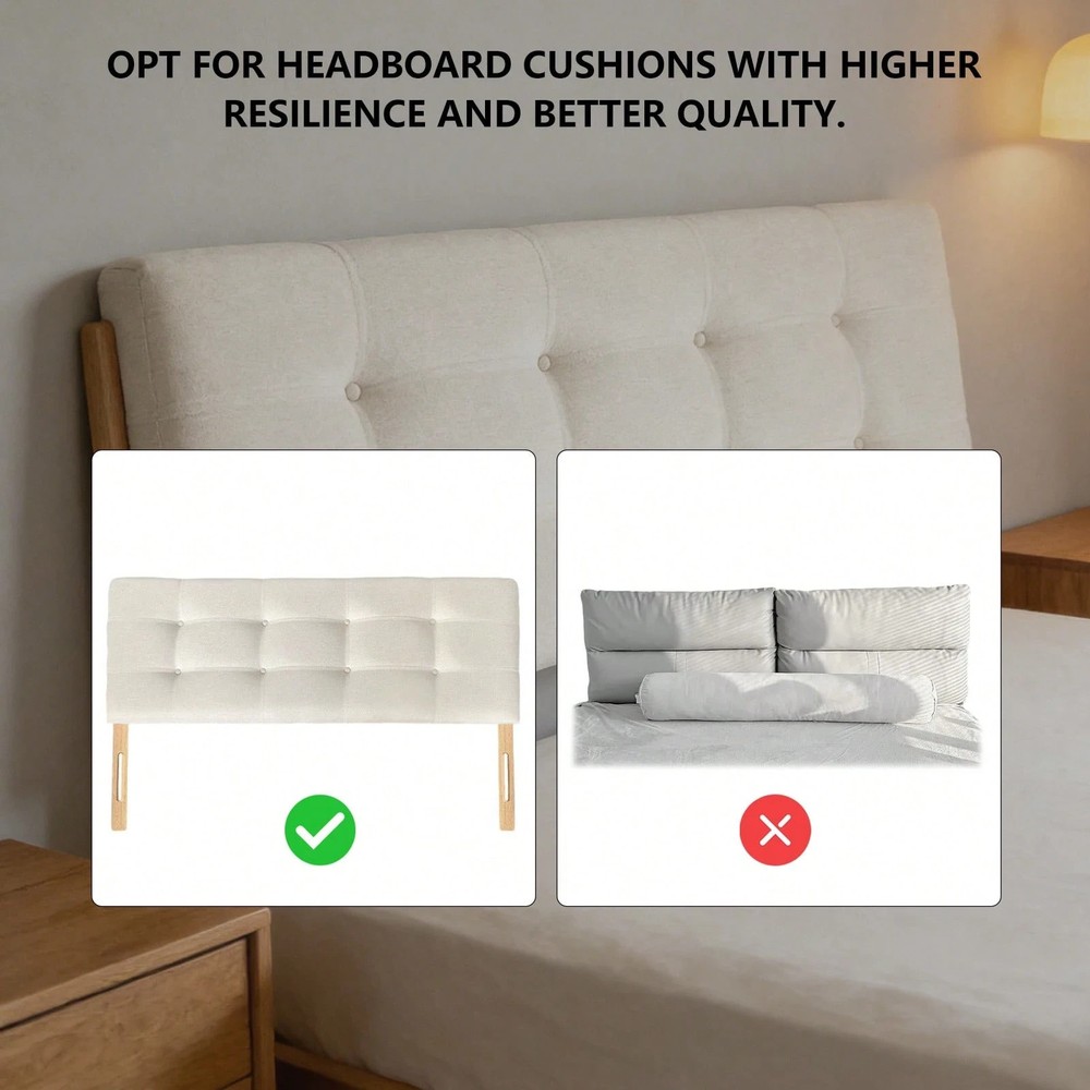 ：Lcchabls Linen Upholstered Button Tufted Headboard Adjustable Height Solid Wood