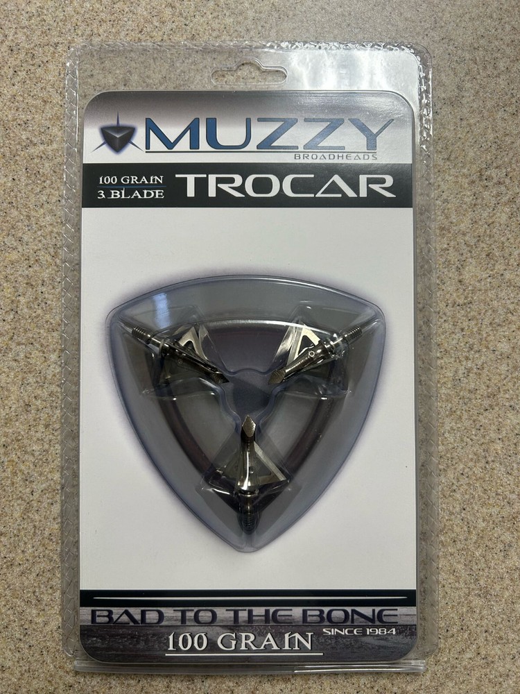 1 pack Muzzy 3 BLADE Trocar 100 Grain Archery Hunting Fixed Broadhead