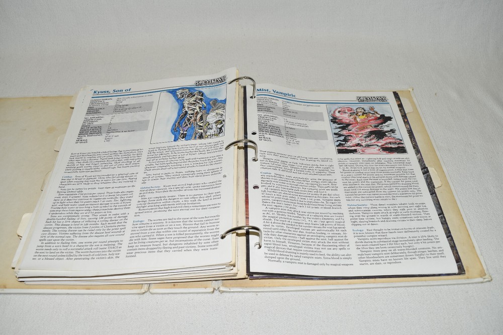 TSR AD&D 2nd Edition Monstrous Compendium VOLUME 1 2 & 3 Forgotten Realms BINDER
