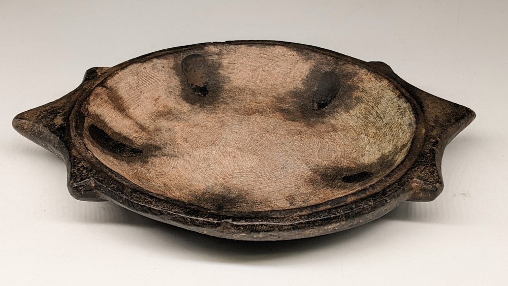 Antique Stone Plate Bowl Grinding