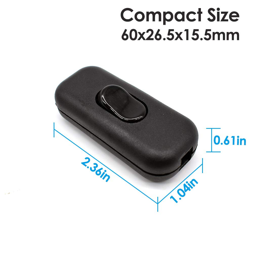 Inline Cord Switch, PLUSPOE 2-Pack On-Off DPST Control Lamp Switch for Bedroom