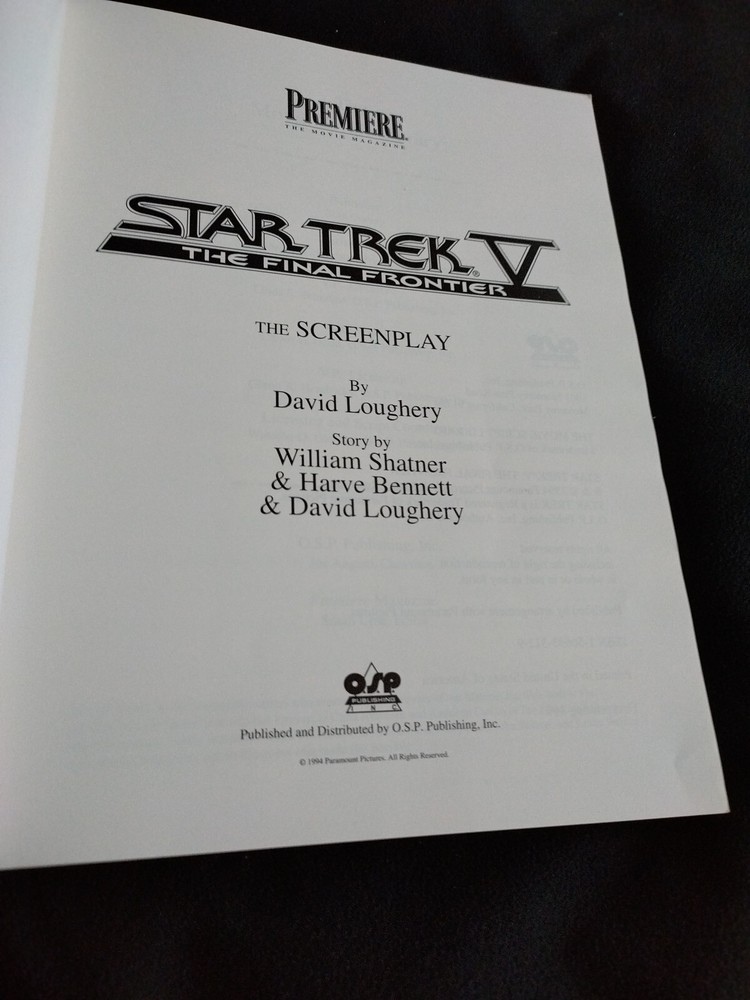 Star Trek The Final Frontier Original Movie Script Collector's Ed. 1994 First Pr