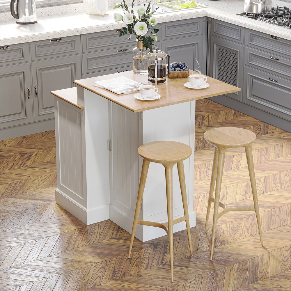 Kitchen Island Sideboard Buffet with Storage Shelves 2-Layer Countertop Drawers