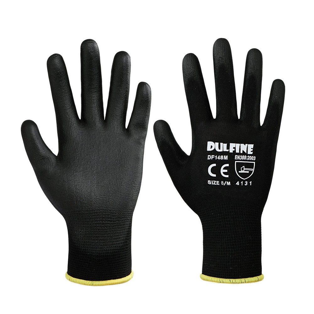 PU Coated Work Gloves 12 Pairs, Excellent Grip, Nylon Shell, Large Size