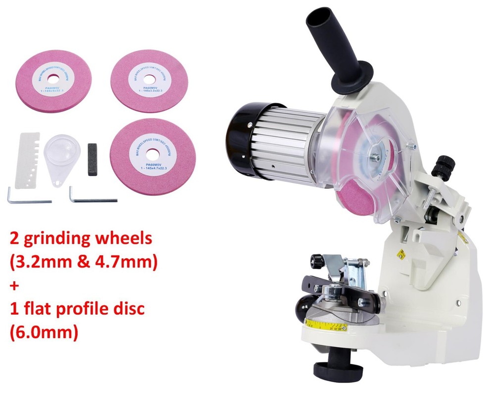 Chainsaw Chain Grinder Multi-Angle Adjustable Teeth Sharpener 3 Grinding Wheels