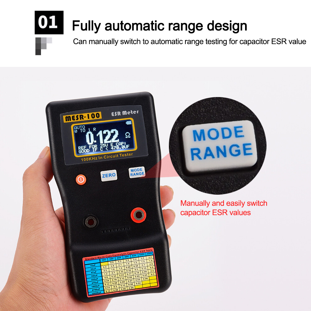 MESR-100 ESR Capacitance Ohm Meter Capacitance Internal Resistance Circuit Test