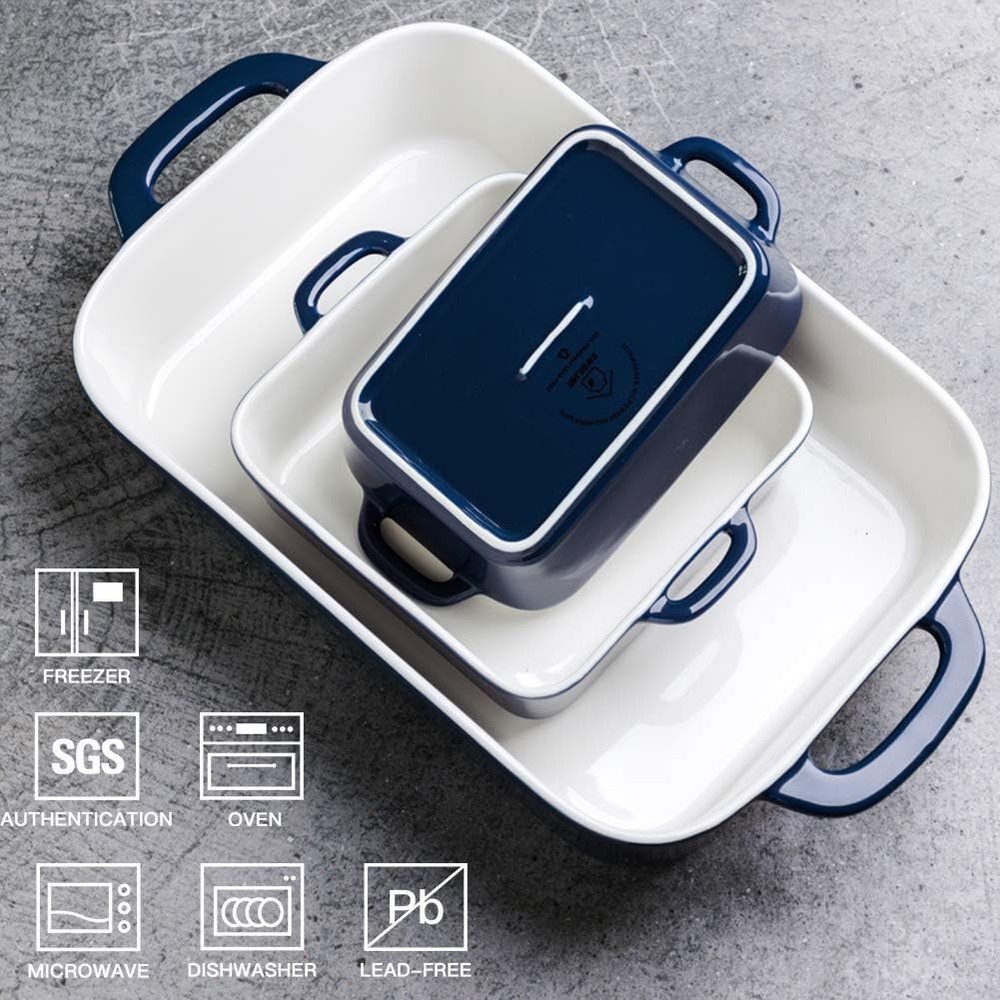 Sophisticated Rectangular Bakeware Set - Non-Stick, Dishwasher Safe Ceramic Pans